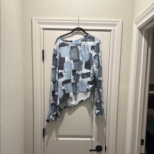 Asymmetrical Patchwork Long Sleeve crop top